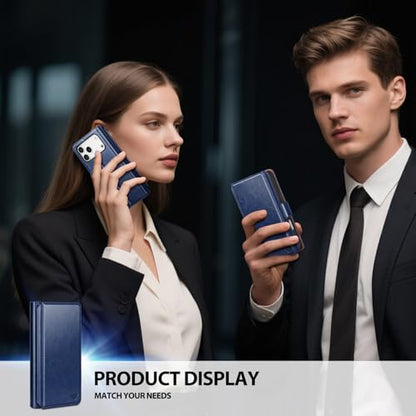 Compatible with iPhone 17 Pro Max Case Wallet with Card Holder [9 Card Slot] Women Men,RFID Blocking Luxury PU Leather Phone Case Flip Folio Protector Cover Credit Card Slot Kickstand,Blue - color: Blue, size: iPhone 17 Pro Max