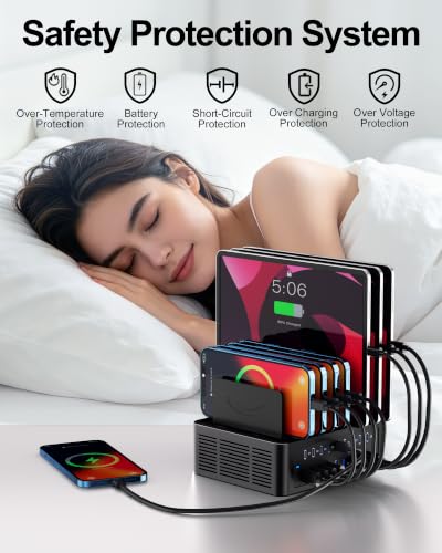200W/40A Charging Station for Multiple Devices, 18 Port USB C Fast Charger