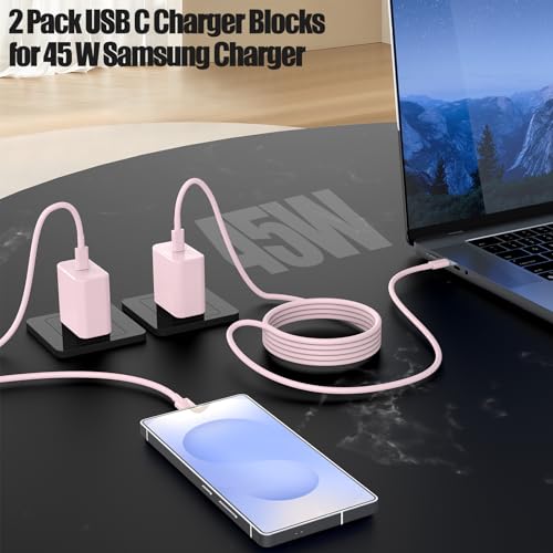45W USB C Fast Charger for iPhone 17/ Air/16/15 Pro Max - color: Pink, size: 2Pack-10FT-iPhone15-17