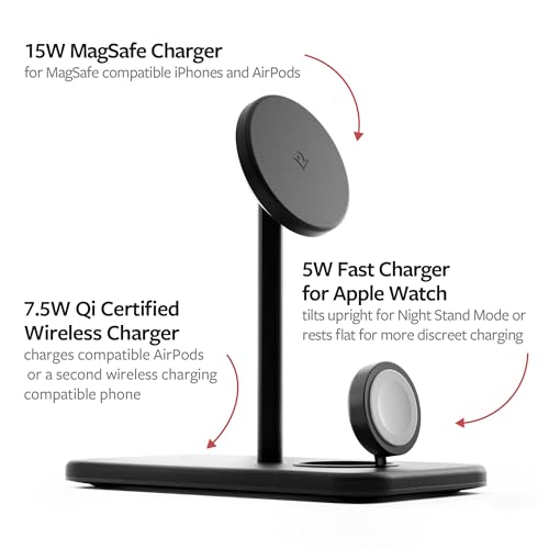 Twelve South HiRise 3 Deluxe, Compact Wireless Magsafe Charging Stand,Black - size: MagSafe Charger