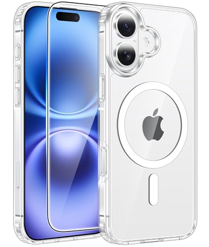 FNTCASE for iPhone 16 Plus Case: [Compatible with Magsafe] [Screen Protector] Anti Yellowing Transparent Clear Magnetic Phone Cover - Military Grade Shockproof Drop Proof Protective Cases - Clear - color: Clear, size: Iphone 16 Plus (6.7 Inch)