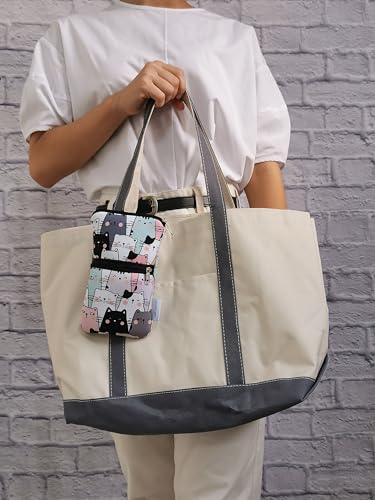Tainada 2-Zip Neck Phone Pocket Bag w/Belt Loop (Doodle Cats Style 1) | For Men/Women; Water-resistant neoprene pouch, shockproof, lightweight, w/carabiner; Compatible with most of smartphones - color: Doodle Cats Style 1