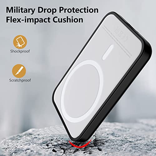 2 Pack Case Compatible with Magsafe Battery Pack Cover, Ultra-Thin TPU Shockproof Case Slim Scratch Resistant Cover Protective Bumper Shell for Magsafe Battery Pack - color: Transparent/Matte Black