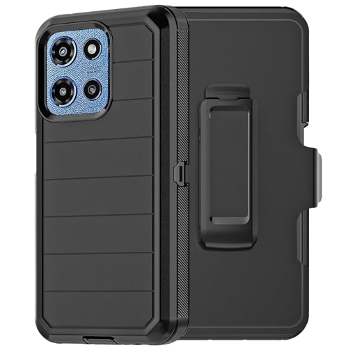 for Motorola Moto G 2026/2025 Case: for Moto G Play 2026 Case with Belt Clip Holster, Heavy Duty 3-Layer Military Grade Rugged Full Body Protection Cover (Black) - color: Black
