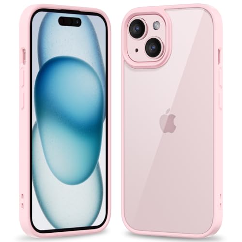 oakxco Thin Slim Clear case for iPhone 15 Plus/ 14 Plus, Transparent Hybrid Hard Shell Plastic & Soft Silicone Rubber Bumper, Non-Yellow Acrylic Protective Lightweight Cover for Women, Light Pink - color: Light Pink, size: 15 Plus/ 14 Plus