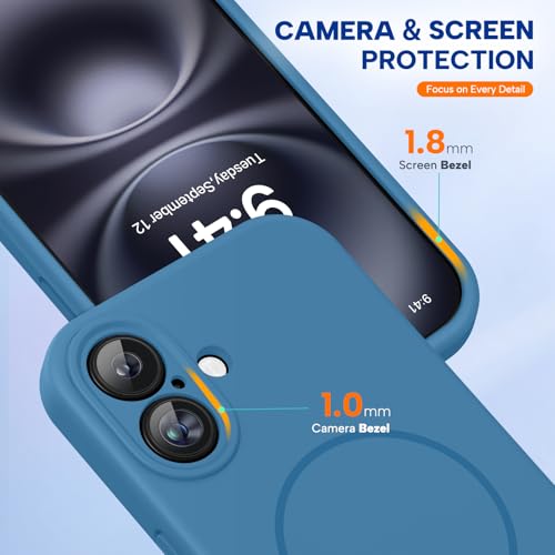 miracase Compatible with iPhone 16 Case, [Soft Anti-Scratch Microfiber Lining], Compatible with MagSafe, Liquid Silicone Case Shockproof Drop Protection Phone Case for 16,Capri Blue - color: Capri Blue, size: iPhone 16