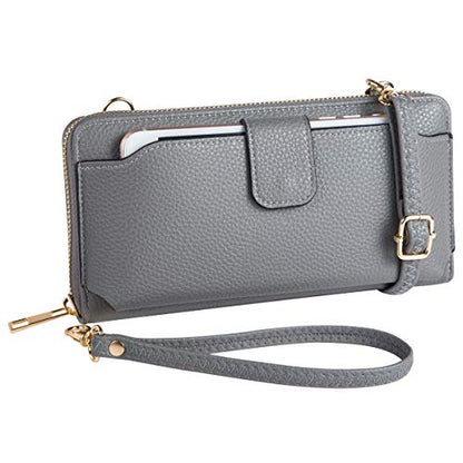 K . A Womens Wristlet Wallet Crossbody Bag Cellphone Purse Handbag RFID Card Slots 2 Strap Wrist - color: Grey