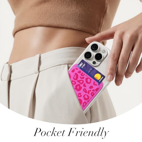 Svanove Leopard Magnetic Phone Wallet Compatible with Magsafe Wallet for Women, Cheetah Print ID Credit Card Holder Wallets for iPhone 17/16/15/14/13/12 Series, Cute Slim Leather Wallets, Hot Pink - color: Hot Pink