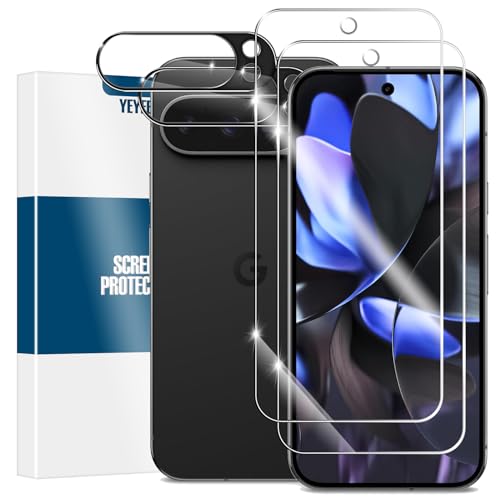 Screen Protector for Google Pixel 9 Pro XL, [2+2 Pack] Tempered Glass for Pixel 9 Pro XL & Camera Lens Protectors[Ultrasonic Fingerprint Unlock] [Case Friendly] [Bubble-Free] 6.8 Inches - size: Google Pixel 9 Pro XL