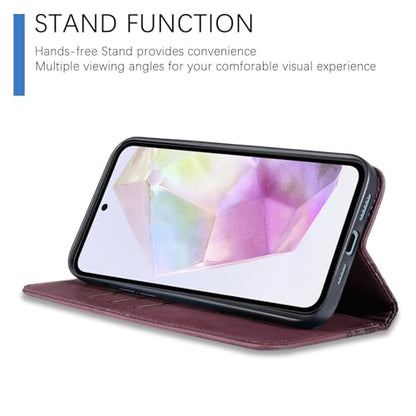Wallet Case for Samsung Galaxy A36 5G 2025 6.7 inch - PU Leather Flip Cover with Card Holder Slots, Strong Magnetic Folio Kickstand Phone Case, Wine Red - color: Wine Red, size: Samsung Galaxy A36 6.7"