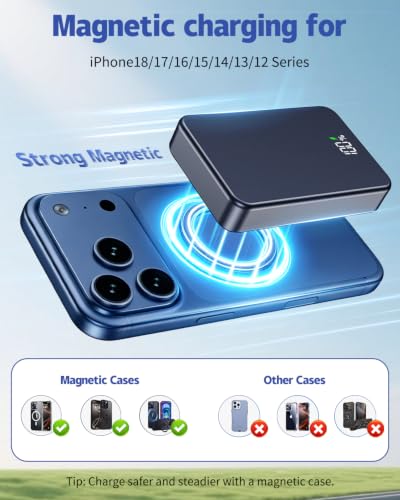 Magnetic Power Bank 26800mAh for Magsafe Portable Charger,Deep purple - color: Deep purple