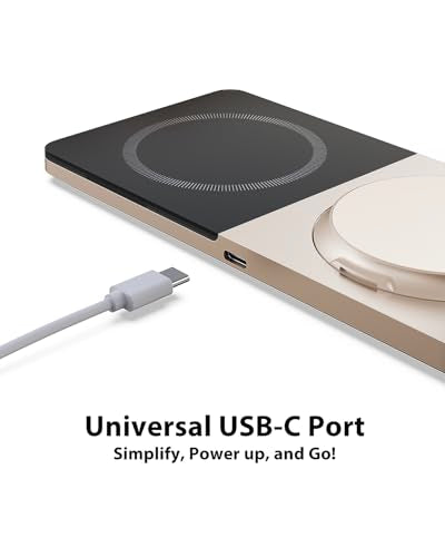 Wireless Charging Station for iPhone & AirPods: Foldable Charger Stand with MagSafe, 2-in-1 Magnetic Charger Stand for iPhone 12-15 & iPhone 16 & AirPods (No AC Adapter)