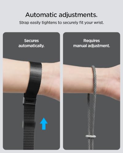 Spigen Phone Wrist Strap with Lanyard and Tether Tab (Universal) - color: Black Adjustable