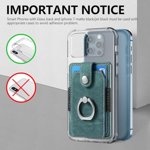 Card Holder for Phone Case, Ring Stand Stick on Phone Wallet，Green - color: Green