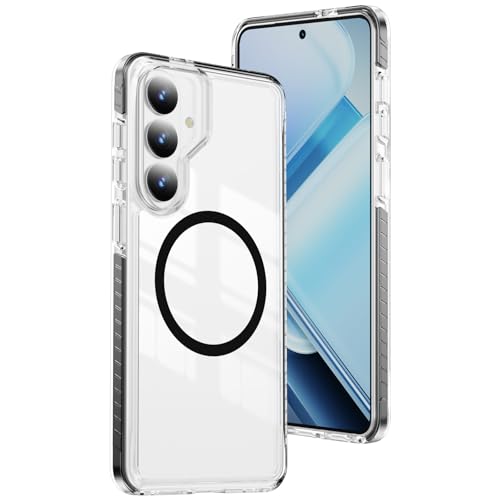 DEERLAMN Magnetic Clear Case for Samsung Galaxy S26 6.3-Inch,[Fit for Magsafe][Military Grade Drop Protection] Transparent Slim Fit Non-Yellowing Shockproof Protective Phone Cover,Black - color: Black, size: for Samsung Galaxy S26