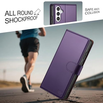 Compatible with Samsung Galaxy S26 Case Wallet with Card Holder [4 Card Slot] Women Men,RFID Blocking PU Leather Phone Case Flip Protector Cover Credit Card Slot Kickstand,Dark Purple - color: Dark Purple, size: Samsung Galaxy S26 - 6.3"