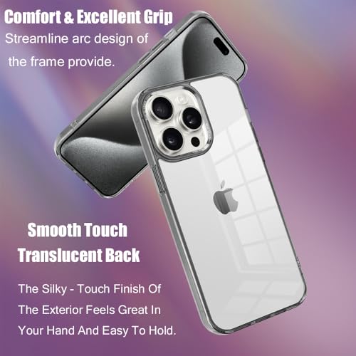 for iPhone 15 Pro Max Case,[Anti-Yellowing] [Military-Grade Protection] Anti-Scratch Transparent Back Slim Shockproof 15 Pro Max Phone Case 6.7 inch (Gray) - color: Gray