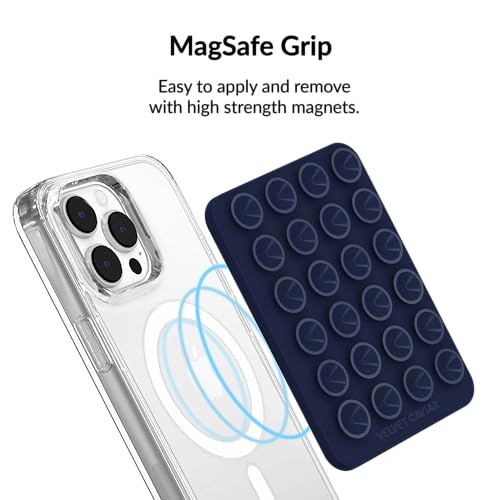 Velvet Caviar Suction Cup Phone Case Mount Compatible with MagSafe Devices Only - Magnetic Silicone Sticky Phone Grip Holder for iPhone Back of Phone - Mirror Gripper (Admiral Navy) - color: Admiral Navy