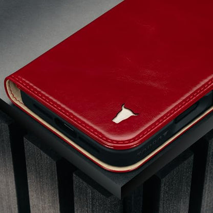 TORRO Leather Case Compatible with iPhone 17 Pro Max 6.9" 2025 - Premium Leather Wallet Flip Case with Kickstand and Card Slots (Compatible with Official MagSafe Chargers) - Red - color: Red, size: iPhone 17 Pro Max