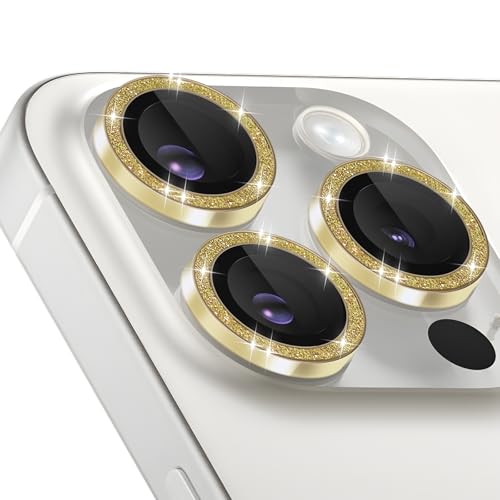 Camera Lens Protector for iPhone 15 Pro/15 Pro Max, Glitter Gold - color: Glitter Gold
