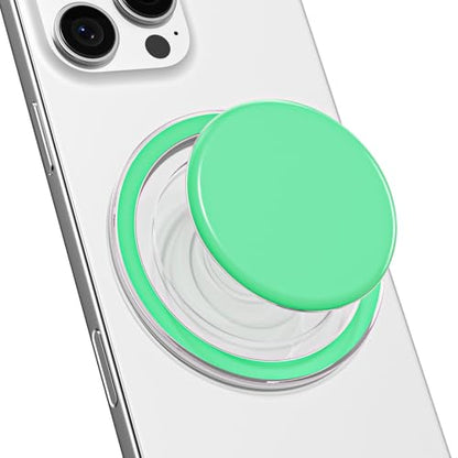Svanove Magnetic Cell Phone Grip Compatible with Magsafe, Collapsible Phone Stand Holder Round Expanding Kickstand for iPhone Samsung Mobile Phones, Cute Soft Silicone Glossy Jelly, Mint Green - color: Mint, style: Magnetic