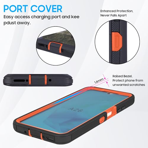 Compatible for Samsung Galaxy A26 5G, Built in Screen Protector, Belt Clip Holster Heavy Duty Defender Case Dustproof Shockproof Protection (Deer) - color: Deer