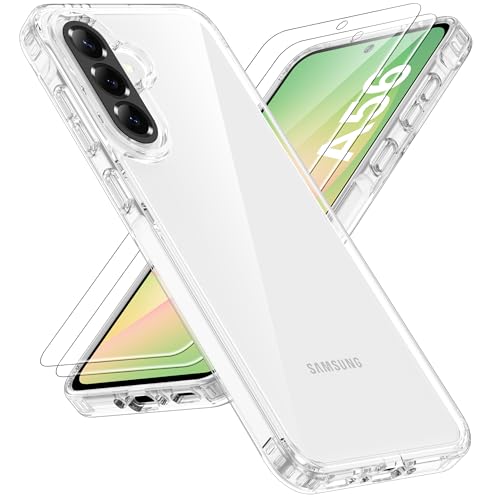ORETECH for Samsung Galaxy A36 Case, Samsung Galaxy A56 Phone Case, and 2 Pack Screen Protector, Anti Yellowing Ultra Slim Thin Shockproof Transparent Back Protective Cover - Clear - color: Transparent Back - Clear, size: Samsung Galaxy A36/A56