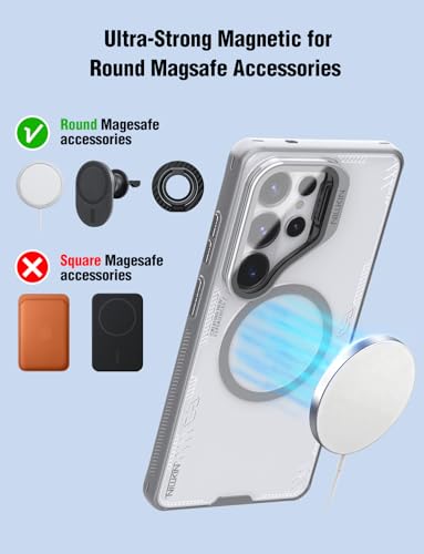 Nillkin Magnetic Case for Samsung Galaxy S26 Ultra, [2-in-1 Lens Cover & Hidden Kickstand] [MagSafe Compatible & Anti-Yellowing] Shockproof S26 Ultra Translucent Slim Case for Men Women, Clear Gray - color: Clear Gray