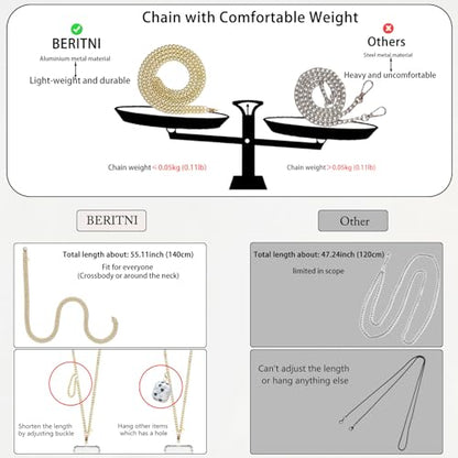 Phone Lanyard Crossbody with Tether Tab, Adjustable Phone Strap, Metal Phone Chain Lanyard, Cellphone Neck Strap for Travel Essentials, Compatible with iPhone, Smartphones, Gold - color: Gold
