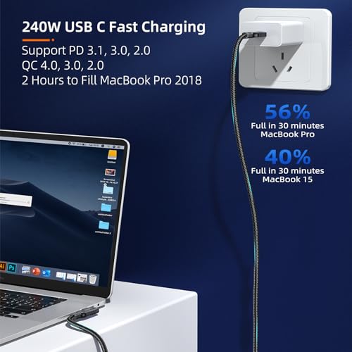 USB C Cable 3.3ft 2-Pack, USB C 90 Degree Right Angle Cable - color: Black, size: 3.3FT+3.3FT, style: Right Angle