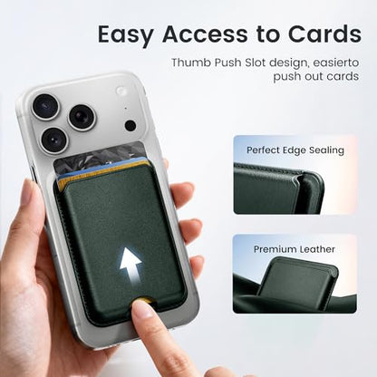Stronger Magnetic Wallet for iPhone 17/16/15/14/13/12 Series, Slim Leather Magnetic Card Holder with RFID Blocking, N52 Magnet Phone Wallet, Fit 3 Cards, Dark Green - color: Dark Green
