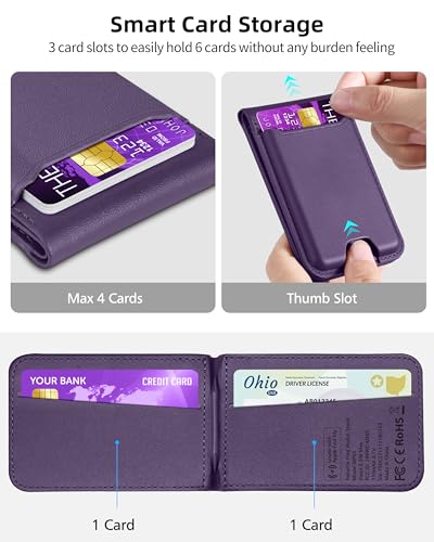 ExtreLife For Magsafe Wallet, Works with Apple Find My, 6 Cards Holder - color: Dark Purple