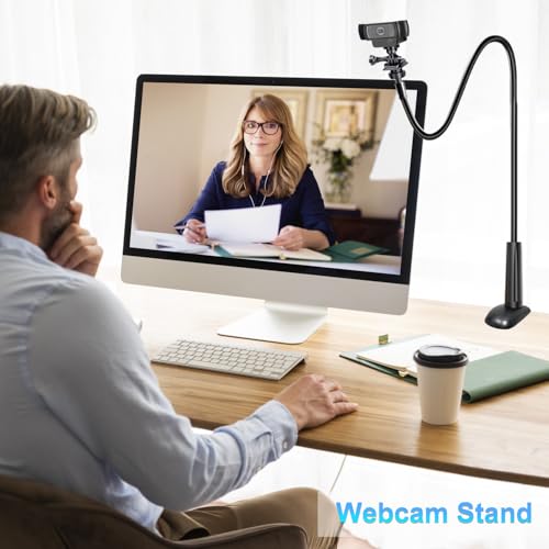 Webcam Stand for Desk, Flexible Gooseneck Webcam Mount Holder Arm with Phone Holder, Web Cam Stand Computer Camera Desk Mount for Logitech C922 C930e C920S C920 C615 C960 C920x BRIO 4K NexiGo N60 - size: 30 INCH