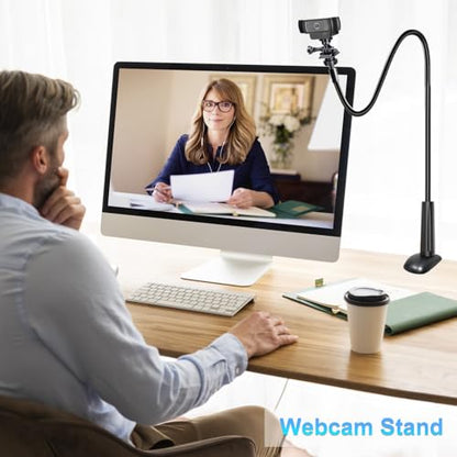 Webcam Stand for Desk, Flexible Gooseneck Webcam Mount Holder Arm with Phone Holder, Web Cam Stand Computer Camera Desk Mount for Logitech C922 C930e C920S C920 C615 C960 C920x BRIO 4K NexiGo N60 - size: 30 INCH
