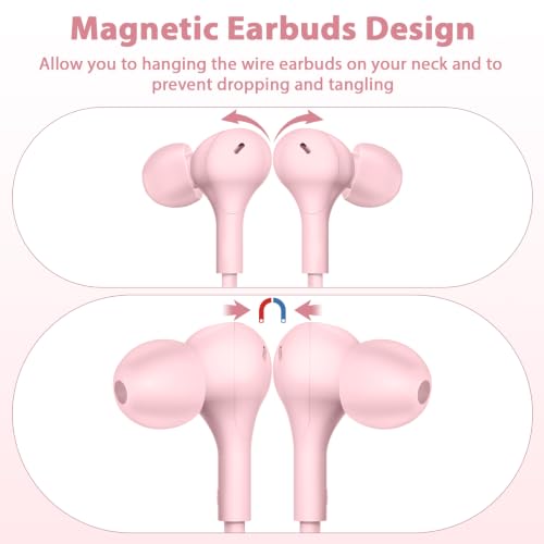 iMangoo for Apple MFi-Certified Lightning Wired Earbuds Headphones with Mic - color: Pink