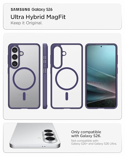 Spigen for Galaxy S26 Case, Ultra Hybrid MagFit [Anti-Yellowing] [Compatible with MagSafe] [Fast Wireless Charging] - Deep Purple - color: Deep Purple, size: Galaxy S26