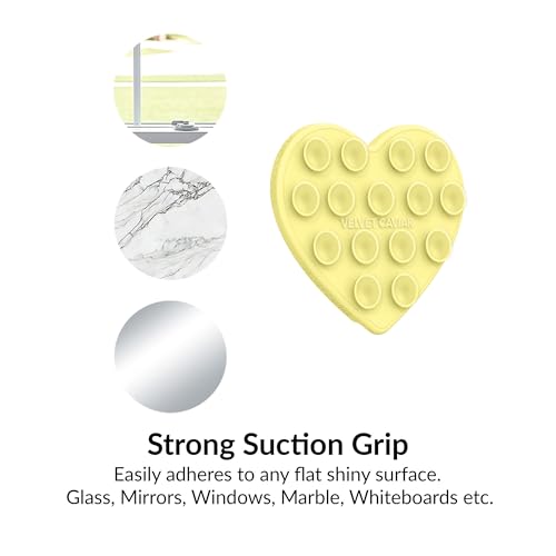 Velvet Caviar Suction Cup Phone Case Mount Compatible with MagSafe Devices Only - Magnetic Silicone Sticky Phone Grip Holder for iPhone Back of Phone - Mirror Gripper (Butter Yellow Heart) - color: Butter Yellow Heart