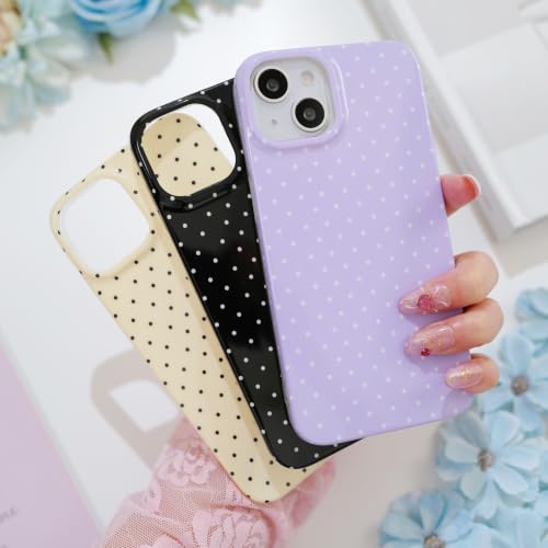 Polka dots case for iPhone 13/14 Black | Polka dots，Full Protection Soft TPU，will not peel, fade or rub off ，Kawaii Cute Phone Case for Women Girls - color: Imd Polka Dots Black