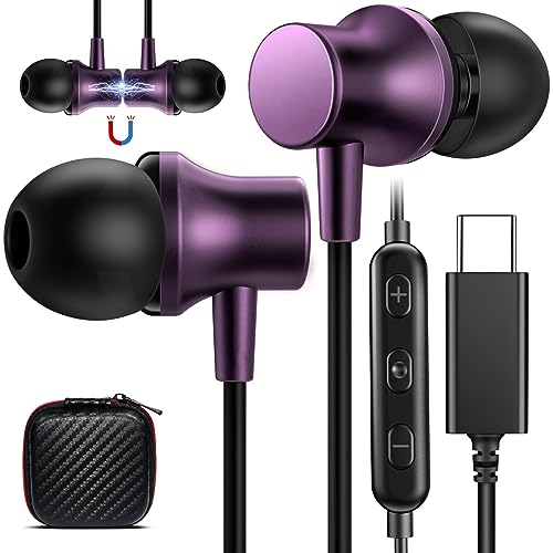 COOYA USB C Headphones Wired Earbuds for iPhone 18 Pro Max 17 16 15 Purple - color: Purple