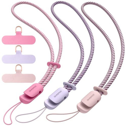 SURPHY 3 Pack Phone Wrist Strap, Phone Lanyard with Cellphone Tether Tab - color: Lilac & Pink & Rose Pink