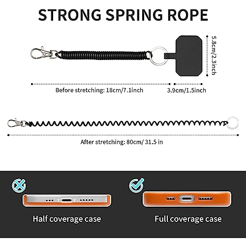 HOTEMIA Phone Tether Lanyard Anti Theft Strap with Carabiner - Anti-Drop Outdoor Accessory for Skiing, Hiking, Cycling, Fishing & Climbing - Fit Most Cell Phones (Black+Black) - color: Black+Black