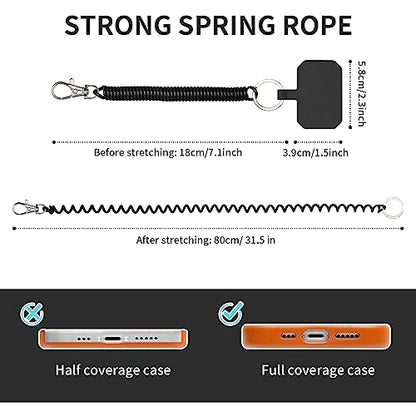 HOTEMIA Phone Tether Lanyard Anti Theft Strap with Carabiner - Anti-Drop Outdoor Accessory for Skiing, Hiking, Cycling, Fishing & Climbing - Fit Most Cell Phones (Black+Black) - color: Black+Black