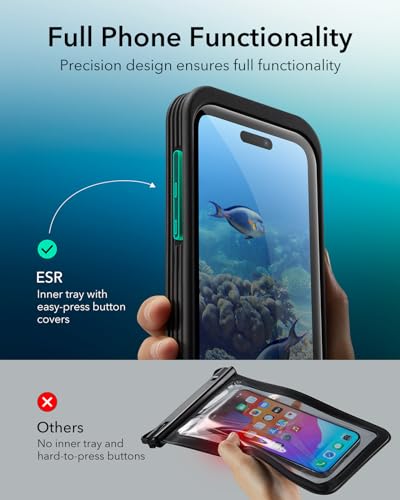 ESR Waterproof Phone Pouch for iPhone 15 Pro Max /14 Pro Max, Black | Underwater Touch Sensitivity, IPX8 Floating Waterproof Cellphone Case with Lanyard, Dry Bag for Snorkeling - color: Black
