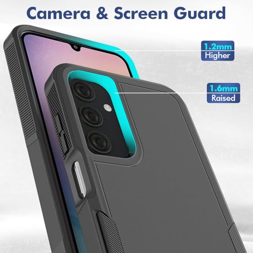 for Samsung Galaxy A25 5G Case: Dual Layer Protective Heavy Duty Cell Phone Cover Shockproof Rugged with HD Screen Protector - Military Protection Bumper Tough - Samsung Galaxy A25 5G 2024, Black - color: Black (PC) + Black (TPU)