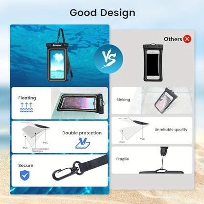 Waterproof Phone Pouch - 6 Colors Universal Touchscreen Waterproof Phone Bag for Swimming, Beach & Outdoor Use (Grey) - color: grey