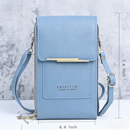 Women's Touchscreen Phone Crossbody Bag, Anti-theft Leather Phone Wallet, Perfect Holiday Gift - color: Black