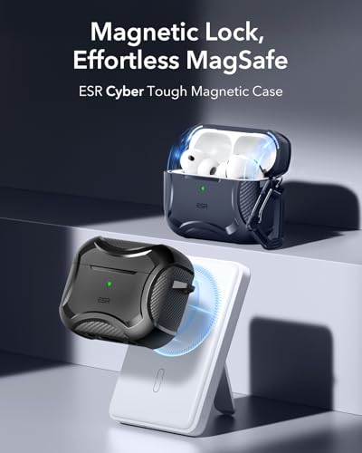 ESR for AirPods Pro 3 Case (2025), Magnetic Lid, Cyber Tough Series, Black - color: Black, size: AirPods Pro 3 Case