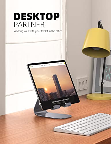Lamicall iPad Stand Adjustable Tablet Holder, Sturdy Aluminum, Multi-Angle - color: Gray