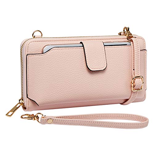 K . A Womens Wristlet Wallet Crossbody Bag Cellphone Purse Handbag RFID Card Slots 2 Strap Wrist - color: Pink
