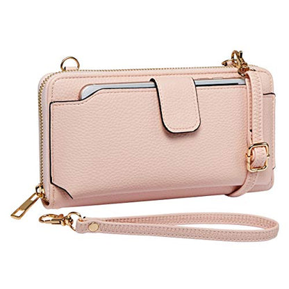 K . A Womens Wristlet Wallet Crossbody Bag Cellphone Purse Handbag RFID Card Slots 2 Strap Wrist - color: Pink